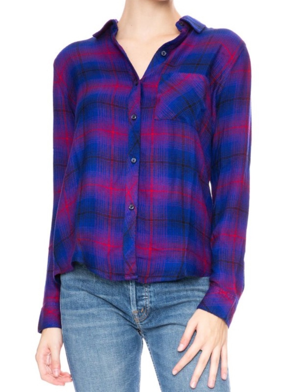 RAILS Hunter Plaid Shirt In Azure Scarlet - size large